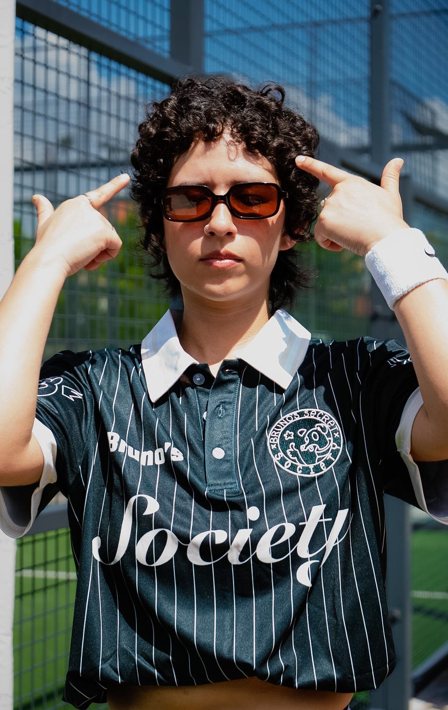Portrait of a Society member in the jersey and sunglasses