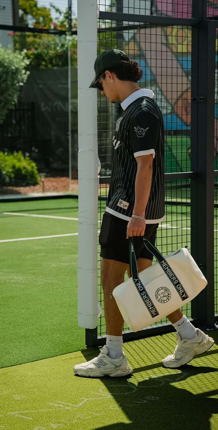 Society Jersey worn on the padel court, full body